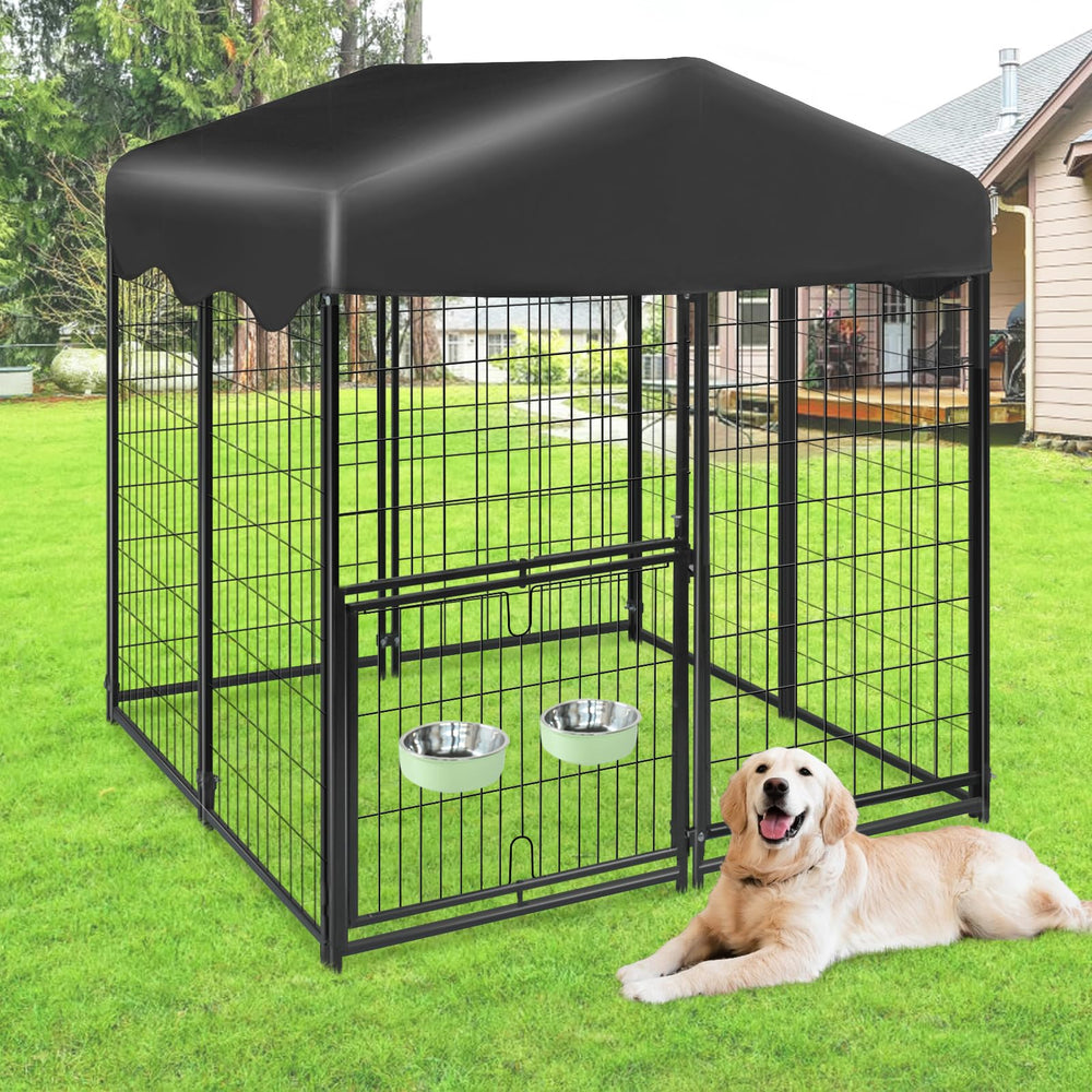 1R2P3I dog kennel outdoor roof assembly highlights easy setup and secure shelter