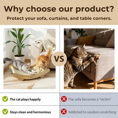 2-in-1 Natural Sisal Cat Scratcher Bed oak frame supports up to 25 lbs