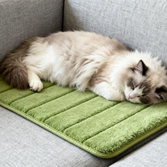 2ME Washable Pet Bed Mat khaki folded compact demonstrates portability for travel