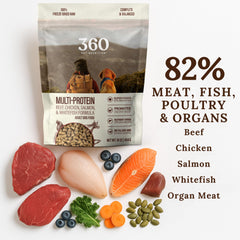 360 Pet Nutrition freeze-dried raw dog food serving bowl ready to eat