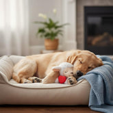 3T GROUP heartbeat-toy-puppy-relaxation demonstrates a calming heartbeat for restful snuggles.