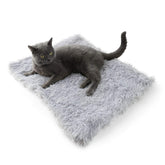 4CLAWS furry pet bed-mat convertible grey with easy-fold design for cozy naps