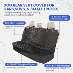 4Knines back seat cover non-slip bottom keeps seats secure during road trips