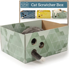 5609PETS heavy-duty cardboard scratching box front view shows sturdy design for indoor cats