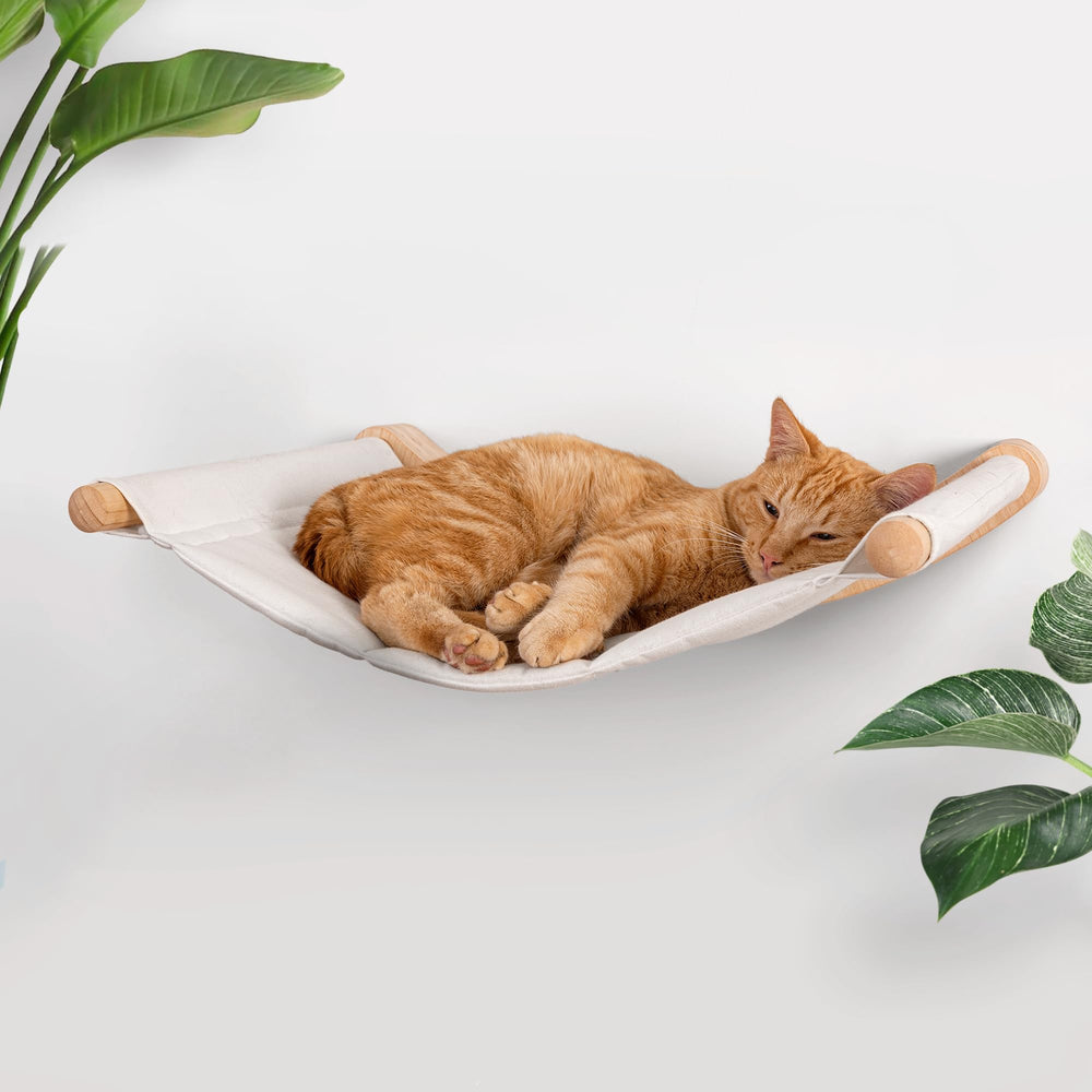 7 Ruby Road cat hammock wall mounted main view demonstrates space-saving design for urban living.