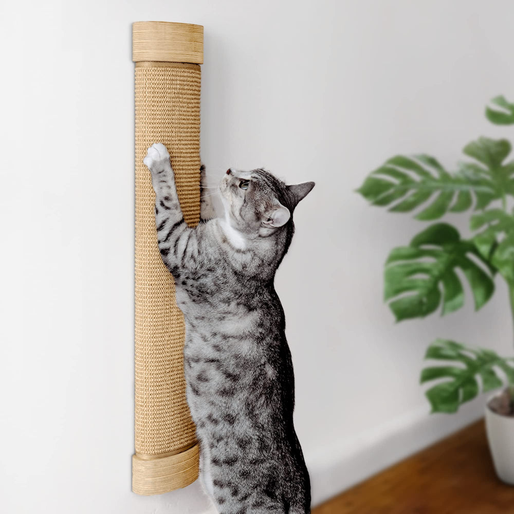 7 Ruby Road wall-mounted sisal scratch pad showing replaceable mat for longer life