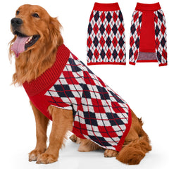 Lorehelina dog sweater plaid turtleneck front view keeps large dogs warm on chilly walks