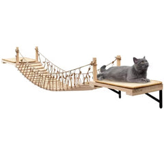 A.FATI wall-mounted cat roped bridge board offers secure perches for lounging and exploration.
