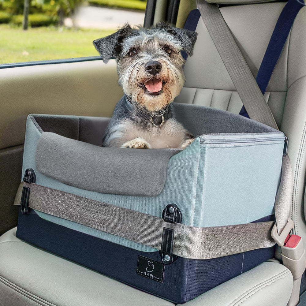 A4Pet upgraded dog car seat front view showing safety features for small dogs