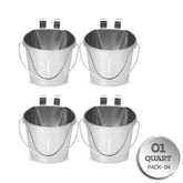 AASPIRE PETS 1qt stainless flat bucket front view supports organized feeding