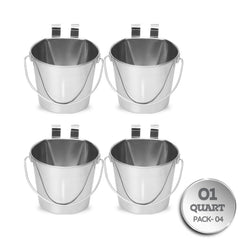 AASPIRE PETS 1qt stainless flat bucket front view supports organized feeding