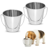AASPIRE PETS 1qt stainless steel bucket front view for durable small-pet water feeding