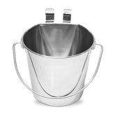 AASPIRE PETS flat-sides bucket with dual hooks provides stable kennel mounting for meals.