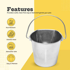 AASPIRE PETS multi-purpose pail used in kennels and barns for food or water.