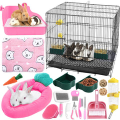 Abbylike 22 Pcs Rabbit Starter Kit packaging highlights a complete indoor pet care set.