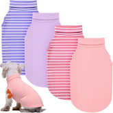 Abbylike 4-pack dog sweaters in blush pink stripes offer cozy indoor warmth.