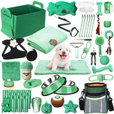 Abbylike Puppy Starter Kit green storage basket keeps puppy gear organized and accessible.