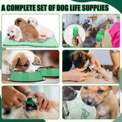 Abbylike puppy grooming set with toothbrushes and finger brush supports easy cleaning.