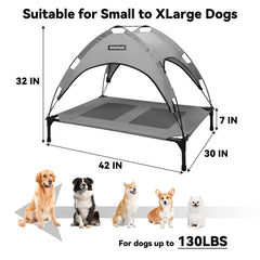 AbleHope elevated pet cot UV shield demonstrates sun protection for sunny days outdoors