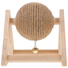 ABOOFAN cat scratcher with sisal ball and wood frame for interactive play and claw care.