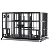 aboxoo 42-48 inch open-top dog crate interior for easy access and interaction.