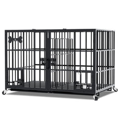 aboxoo 42-48 inch open-top dog crate interior for easy access and interaction.