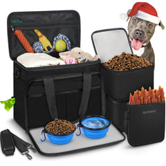 Abrimelodi dog travel bag contents keep snacks and essentials neatly organized.