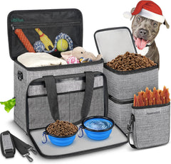 Abrimelodi dog travel bag full-set view highlights organized compartments for easy trips