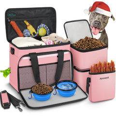 Abrimelodi dog travel bag with open compartments for easy organizing on trips.