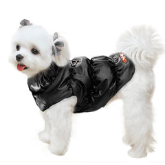 ABRRLO winter warm dog jacket black front view offers cozy protection for cold walks
