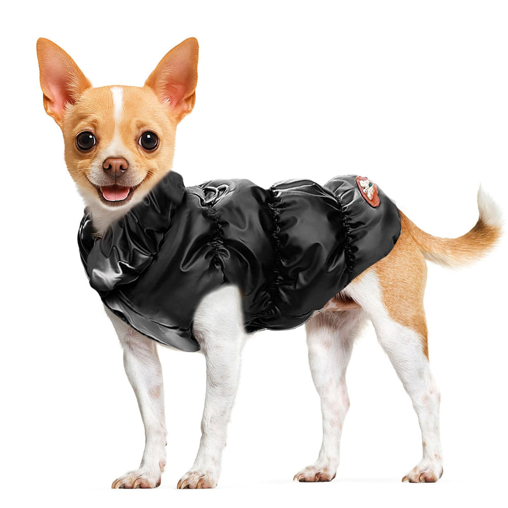ABRRLO winter warm dog jacket black XXL front view with cozy fleece