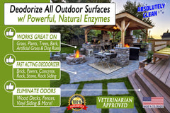 Absolutely Clean yard odor elimination spray on grass for fresh, odor-free results.