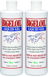 Absorbine Bigeloil Liniment Gel bottle on display for easy massage relief.