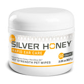 Absorbine Silver Honey rapid ear care wipes jar close-up for gentle outer-ear cleaning.