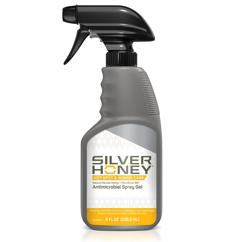 Absorbine Silver Honey spray gel 8oz bottle for quick pet wound care.