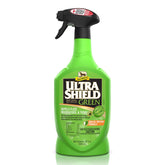 Absorbine UltraShield Green bottle spray shows eco-safe protection for horses and dogs.