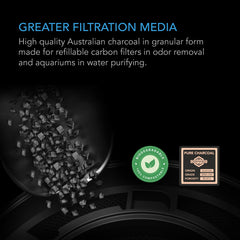 AC Infinity activated carbon granules close-up demonstrates high porosity for adsorption.