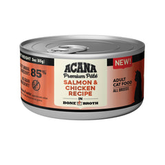 ACANA Premium Pate closeup highlights salmon and chicken for high-protein meals