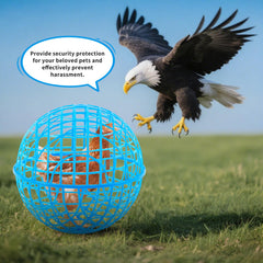 AceOrbit chicken balls cage blue color closeup highlights sturdy PP plastic and smooth surface.