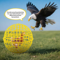 AceOrbit yellow plastic mesh ball cage close-up shows sturdy construction