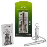 ACME silent dog training whistle 535 main view shows brass nickel finish and compact design.