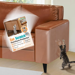 Acostop cat scratch protector for leather furniture with adhesive back protects surfaces.