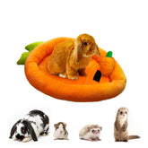 Acsist Bunny Bed carrot-shape provides a cozy sleeping spot for small pets.