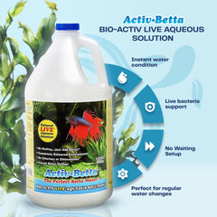 Activ Betta Bio-Activ Live Betta Water being poured into a tank for quick setup.