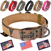 ADITYNA camo heavy-duty dog collar with handle closeup for durable control.