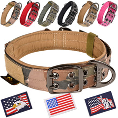 ADITYNA camo heavy-duty dog collar with handle closeup for durable control.