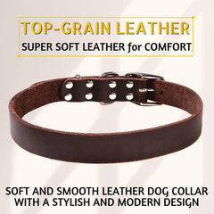 ADITYNA soft-texture leather collar XL photographed on a large dog for comfort.