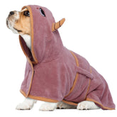ADNIKIA dog drying coat front view shows rapid absorption and cozy fit after bath.