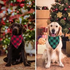 ADOGGYGO blue plaid dog bandana complements cool-season outfits