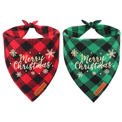 ADOGGYGO Christmas bandana plaid pattern for festive dog styling and holiday photos.